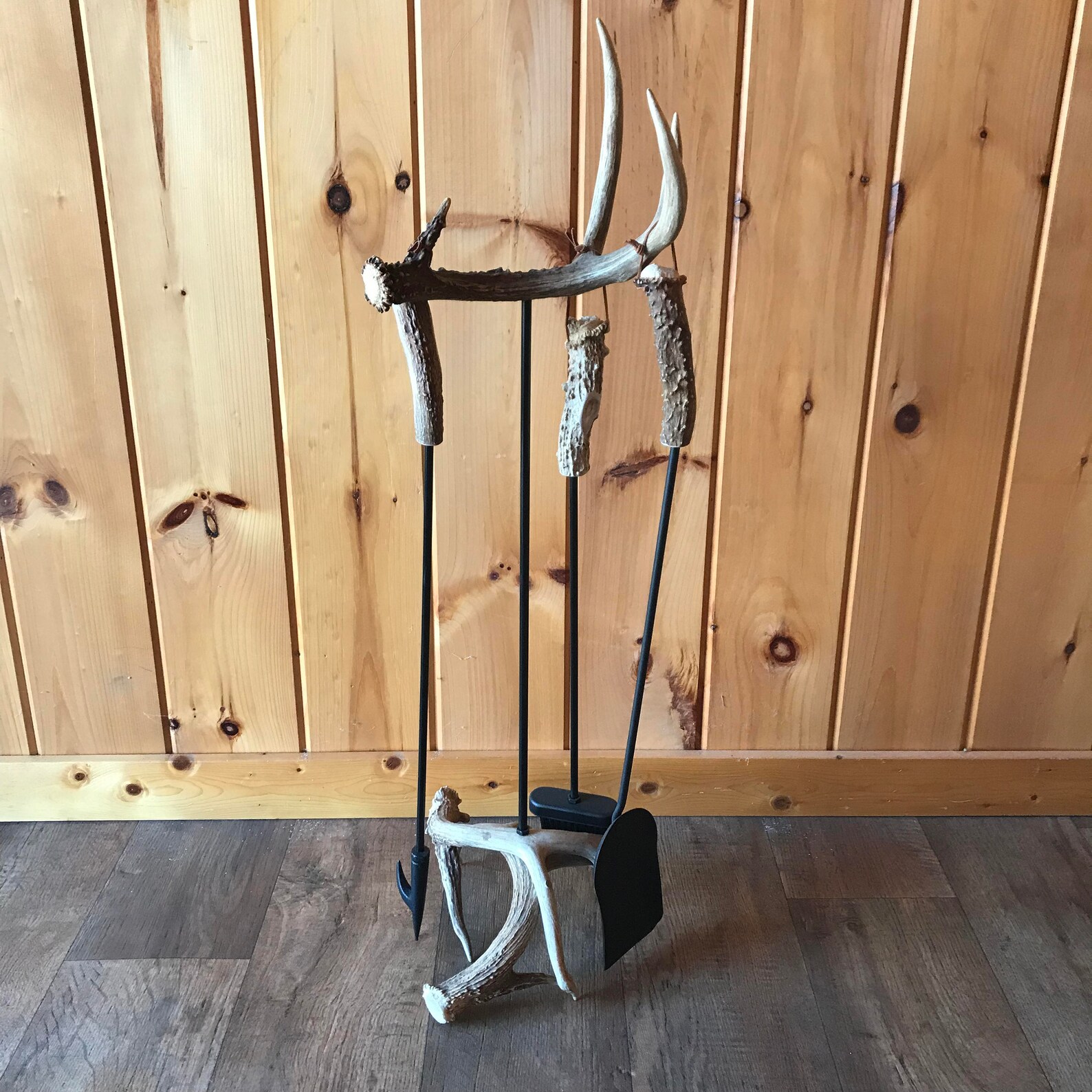 Whitetail Deer Antler Fireplace Tool Set Includes Three Etsy