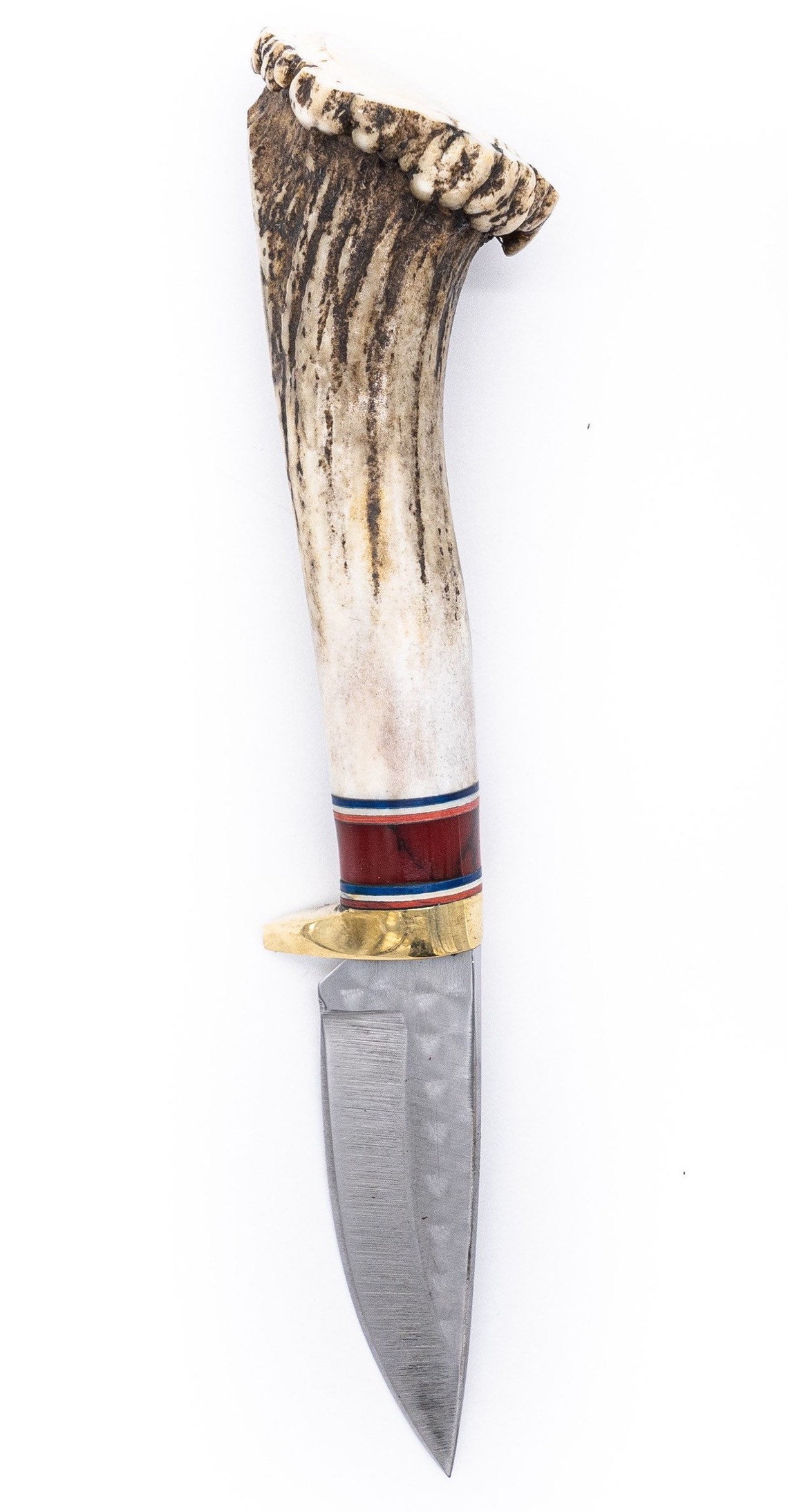 Deer Hunter Fixed Blade Knife with Antler Handle and Brown Etsy