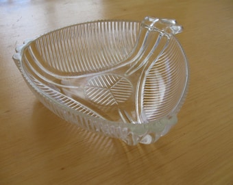 Old Familiar Patterned Clear Glass Dish, Great for Candy, Nuts, Relish