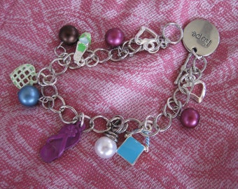 Whimsical Charm Bracelet with Glass Beads, 8 1/4"   Very Cute