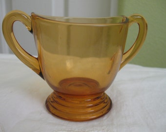 Amber Colored Glass Sugar Bowl or Toothpick Holder