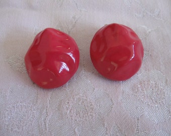 Hot Pink Vintage Clip On Earrings, 1950's