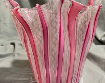 1950s Vintage "Fazzoletto" Fulvio Bianconi Hand Blown Handkerchief Glass Vase