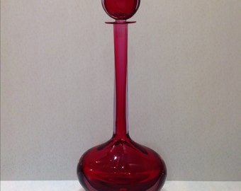 Flavio Poli Cranberry Glass Decanter for Seguso