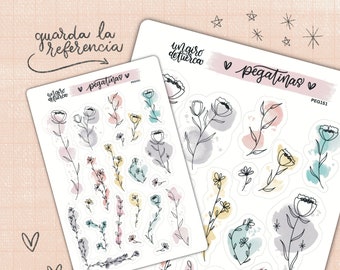Flowers and watercolor stickers for Bullet Journal, Planner, agenda, diary or whatever you want - ungirodenutca