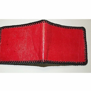 NUEVA Cartera Auténtica de Serpiente del Mar Rojo con doble pliegue para hombre Billetera Original Slim Pocket CAT