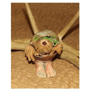 Orkie the Elf in Apple Snail Shell with Alphie Snake