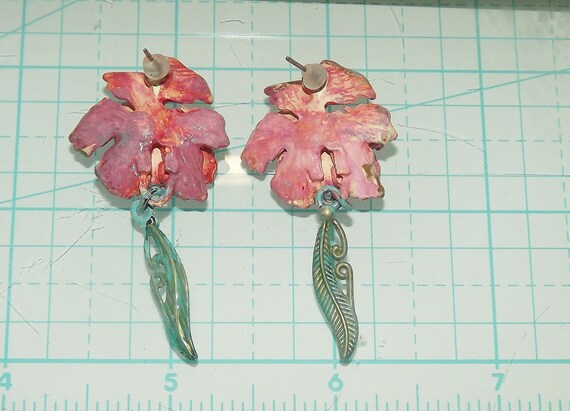 Small floral rose porcelain earring with earring … - image 3