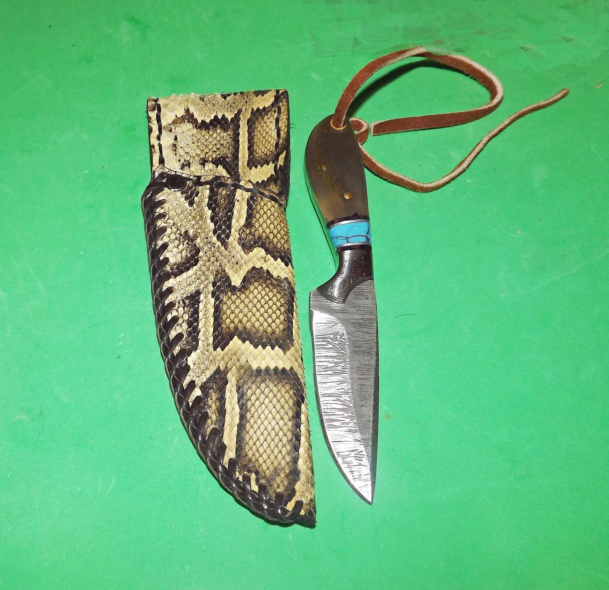Handtanned Burmese Python Sheath With Free Sheep Horned Handled Damacus ...