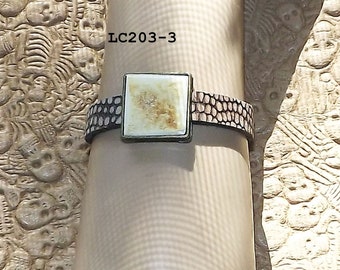 Buffalo leather bracelet with alligator skute slider bracelet