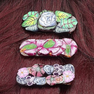 Mini Clip on Flowered. Floral Barrettes.
