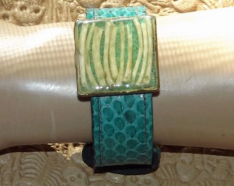 Sea snake (Green) Bracelet and Snake ribs with turquoise.