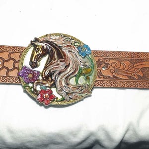 Horse Head handpainted Western buckle