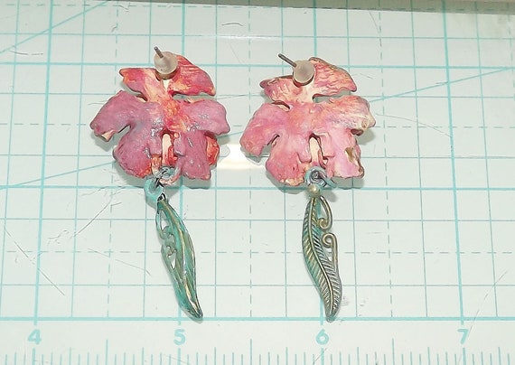 Small floral rose porcelain earring with earring … - image 6