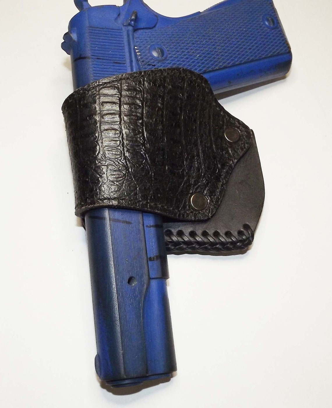1911 Holster Left Hand Black Alligator Skin Gun Slip Holster Etsy