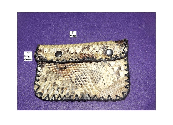 Snake skin crazy quilt wallet, card case. Several skins sewn together