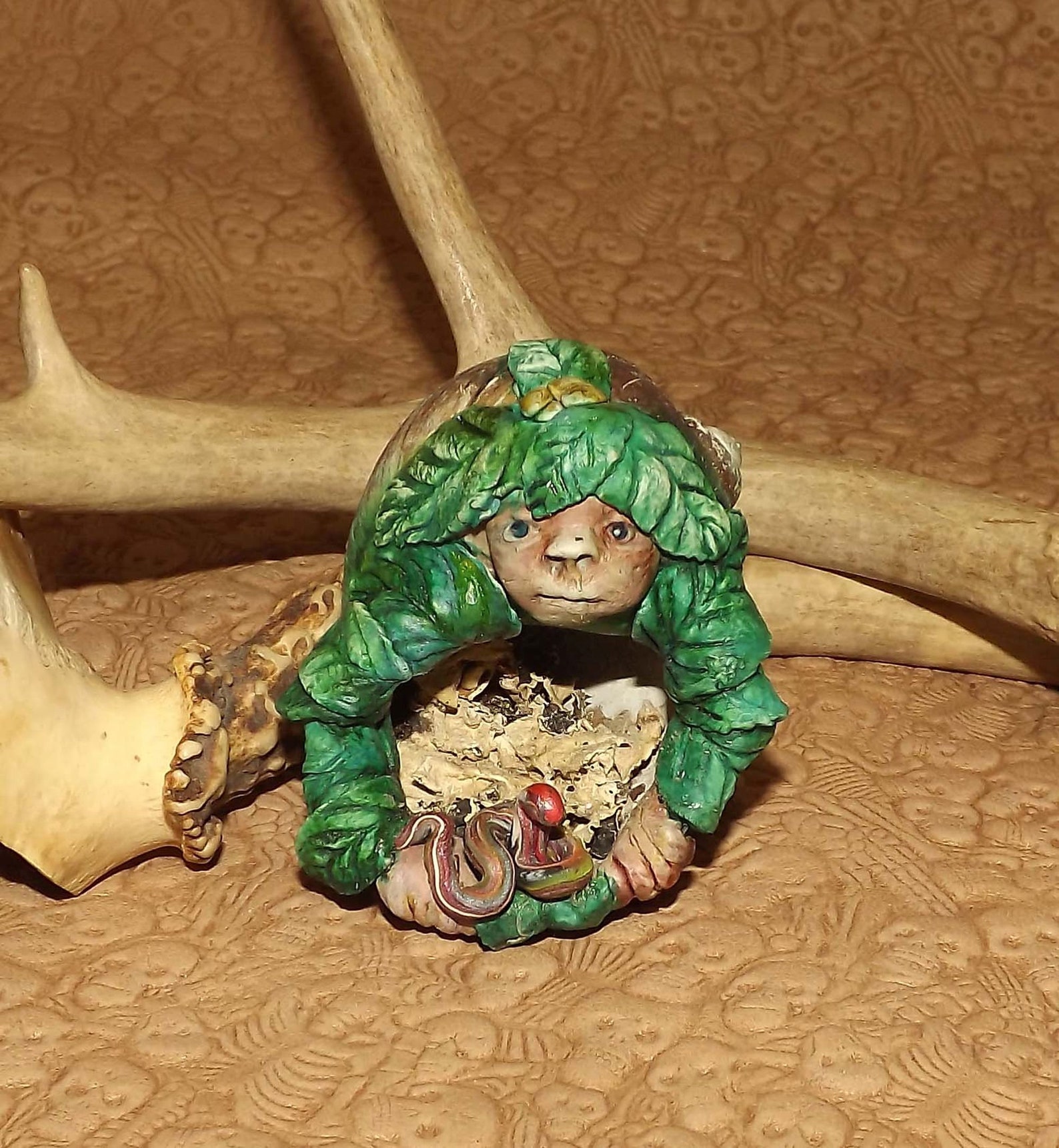 Elf, Fantasy, Evergreen Apple Snail Shell Elf With His Pet Snake Benny ...
