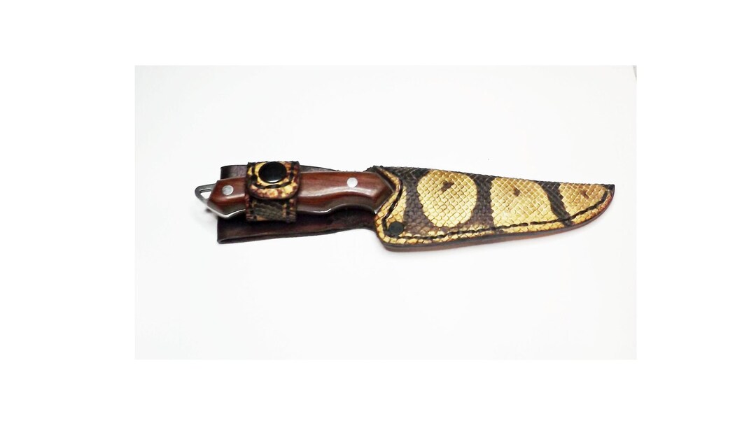 Snakeskin Ball Python Sheath With Stainless Steel Fixed Blade Knife. 3 ...