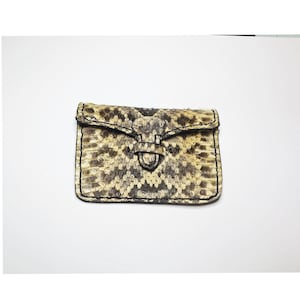 Serpiente de cascabel Titular de dinero minimalista curtido a mano, estuche de tarjeta de crédito, bolso de cambio.