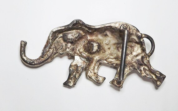 Vintage 3D Walking elephant Silver Elephant belt … - image 2