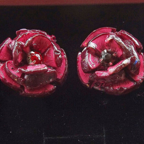 Rose Cufflinks | Red Flower Cufflinks | Grooms Gift | Best Man Gift | Groomsmen Gift | Wedding Attire | Floral Cufflinks | Cuff Link