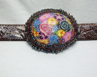 Beaded Multicolor Floral Belt with Crystal Buckle - Women\'s Accessories EUC Angel Ranch Girls Beaded Multi Color Belt main image 2