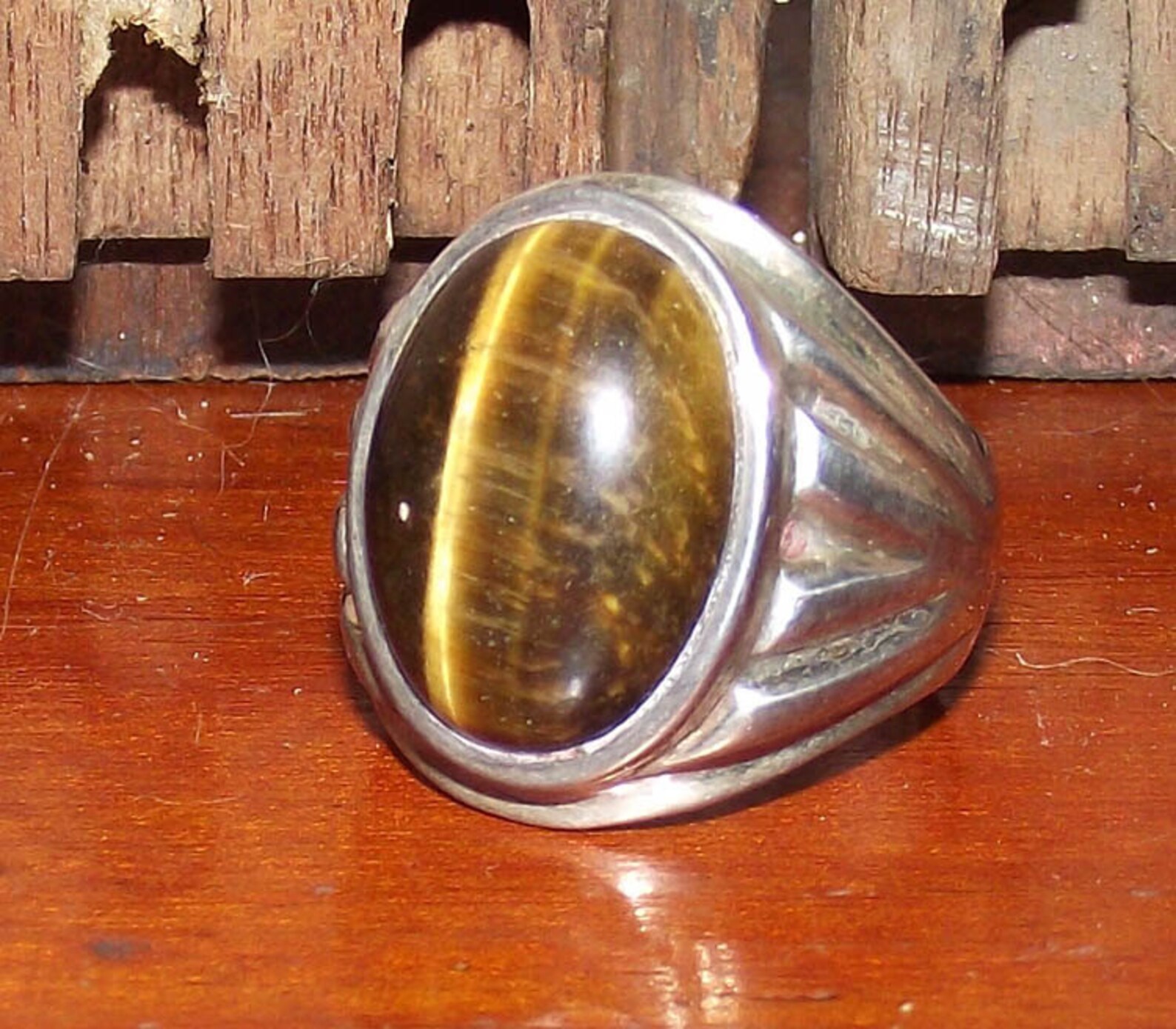 Vintage Tiger Eye Silver Ring - Etsy