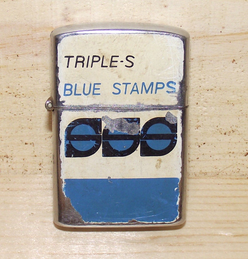 Vintage 1950s Triple S Blue Stamps Lighter image 2