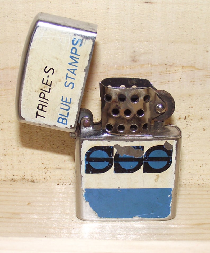 Vintage 1950s Triple S Blue Stamps Lighter image 1