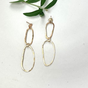 Gold Hammered Dangle Earrings, Silver Hammered Statement Earrings, Organic Hammered Shaped Earrings, Dangle Earrings