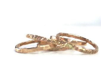 Gold Stacking Hammered Minimal Rings/Silver Stacking Rings,Womens Gift