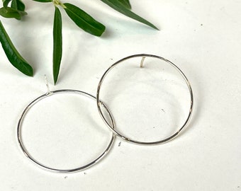 Silver Hoop Earrings, Handmade Contemporary Jewelry, Gold Hoop Earrings, Minimalist Style, Everyday Circular Studs, Modern Style