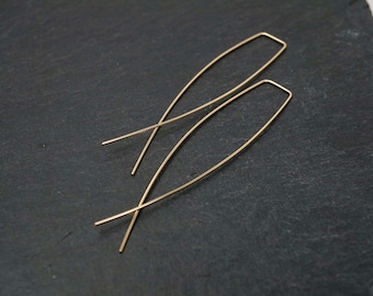 Gold Minimal Criss Cross Slip On Earrings/ Silver Dangle Earrings/Women's gift