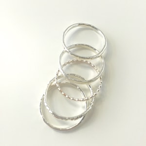 Handcrafted Argentium Silver Hammered Stacking Rings