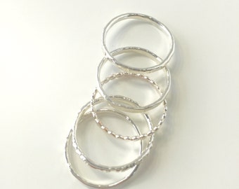 Handcrafted Argentium Silver Hammered Stacking Rings