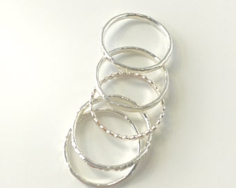 Silver Hammered Stacking Rings/Gold Hammered Stacking Rings