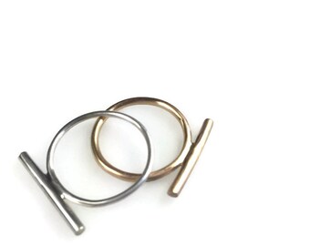 Bar Ring Gold, Stacking Bar Ring Silver, Minimalist Stacking Ring, Statement Ring