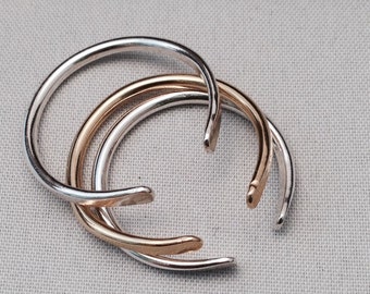 Anillos de metal mixto de apilamiento modernos, anillos de apilamiento para mujeres, anillos de apilamiento ajustables de estilo minimalista