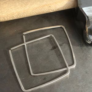Hammered Sterling Silver Square Hoop Earrings: Modern Geometric Jewelry