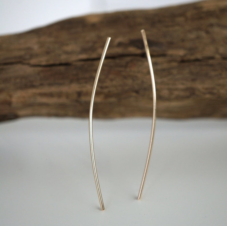 Modern Gold Curved Bar EarringsSilver Dangle /& Drop EarringsStatement Earrings