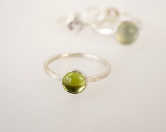 Peridot Gemstone Ring: Argentium Silver or 14K Gold Minimalist Stacking Ring