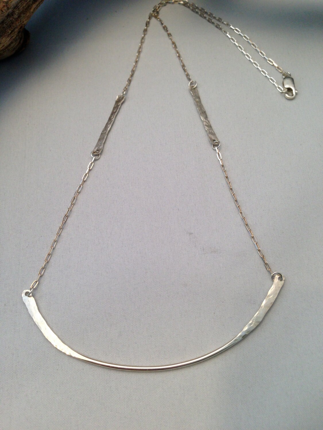 Sterling Silver Hammered Necklace Etsy