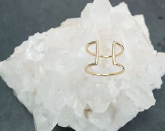 Handcrafted Gold Cuff Ring: Minimalist 14K Gold Fill or Sterling Silver