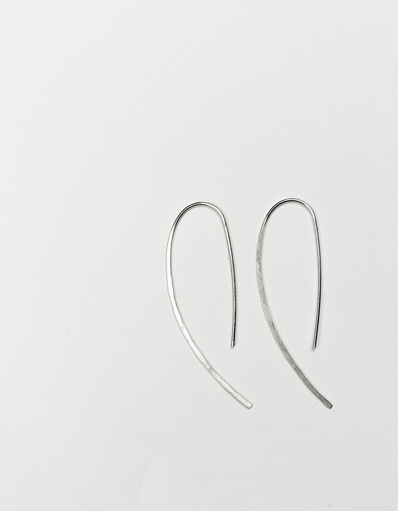 Silver Hammered Threader Earring, Simple Threader, Gold Hammered Threader Earrings, Minimalist Threader Earrings image 6