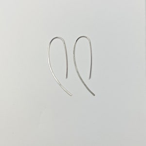 Silver Hammered Threader Earring, Simple Threader, Gold Hammered Threader Earrings, Minimalist Threader Earrings image 4