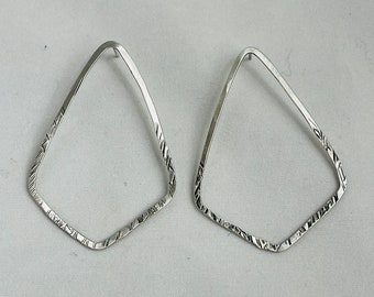 Silver Hammered Earring, Gold Hammered Earring, Statement Earrings, Geometric Shape Jewelry, Triangular Shape Hoops, Womens Gift
