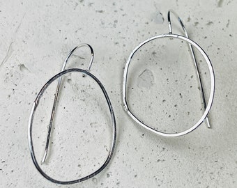 Silver Organic Shaped Hoops, Geometric shape, Organic Form Earrings, Hoop Style, Minimalist Hoops, Everyday hoops