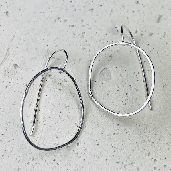 Silver Organic Shaped Hoops, Geometric shape, Organic Form Earrings, Hoop Style, Minimalist Hoops, Everyday hoops