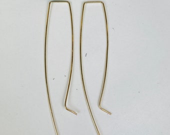 14K Gold Fill Threader Earrings: Minimalist Dangle Wire Earrings