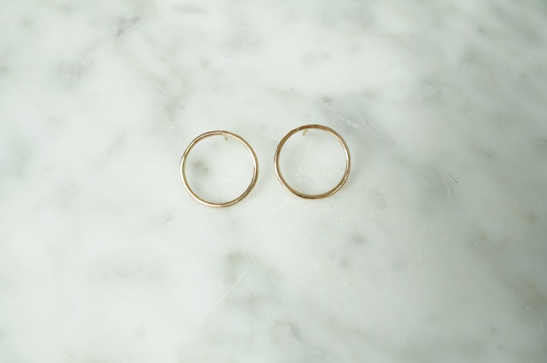 Gold Hoop Earrings, Handmade Contemporary Jewelry, Minimalist Style, Everyday Circular Studs, Silver Hoops image 5